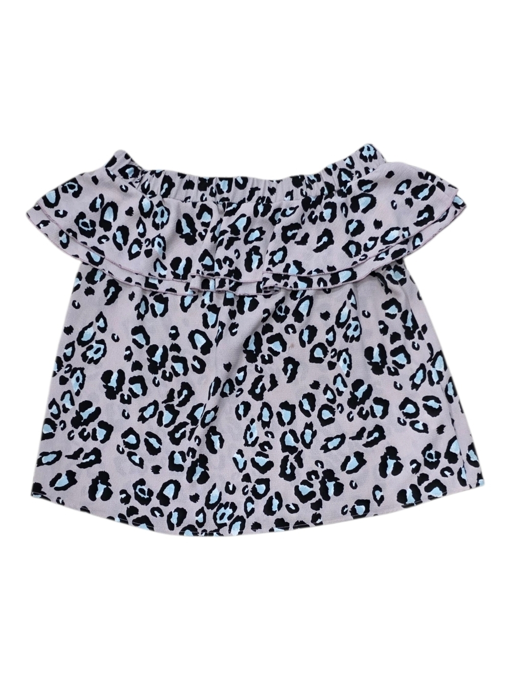 Caramela Pink Ruffle Off-Shoulder Leopard Print Blouse M